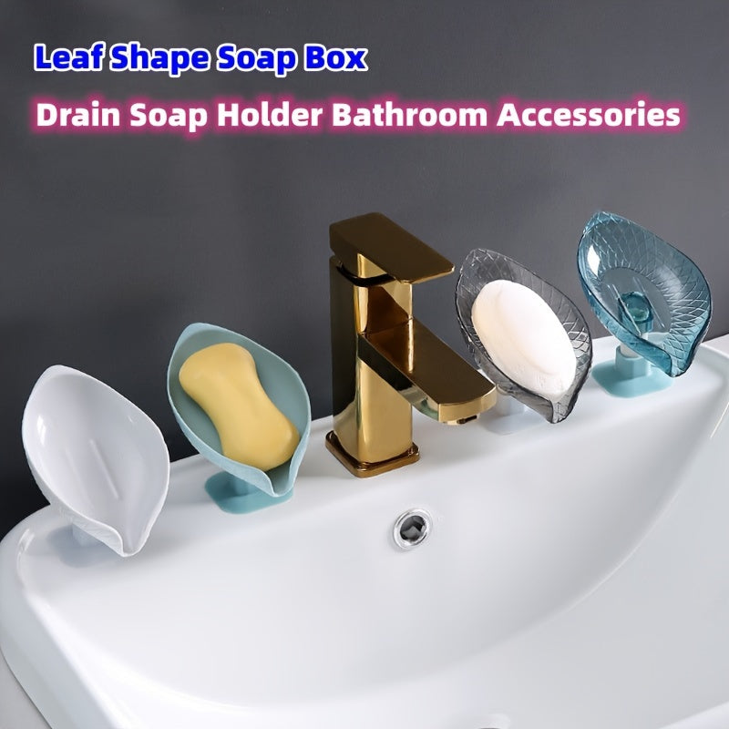 Soap Dish, Soap Holder, Self Draining Soap Dish, Leaf Shape Soap Box Soap Saver, Suction Cup Soap Holder For Shower, Extend Soap Life, Keep Soap Bars Dry Clean & Easy Cleaning for shops