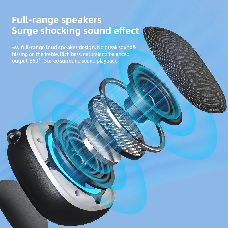 FANSBE Magnetic Suction RGB Fabric Weave Dustproof Portable Wireless Waterproof Mini Bluetooth Speaker Subwoofer