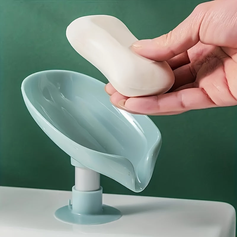 Soap Dish, Soap Holder, Self Draining Soap Dish, Leaf Shape Soap Box Soap Saver, Suction Cup Soap Holder For Shower, Extend Soap Life, Keep Soap Bars Dry Clean & Easy Cleaning for shops